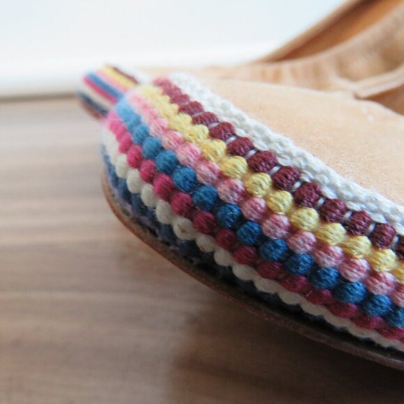 C.N.C COSTUME NATIONAL Tan Leather Boho Crochet Heeled Slip On Shoes - Size 9.5 - Picture 2 of 16